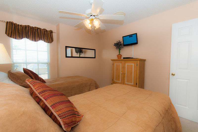 Twin Bedroom with flat screen TV HD and DVD player